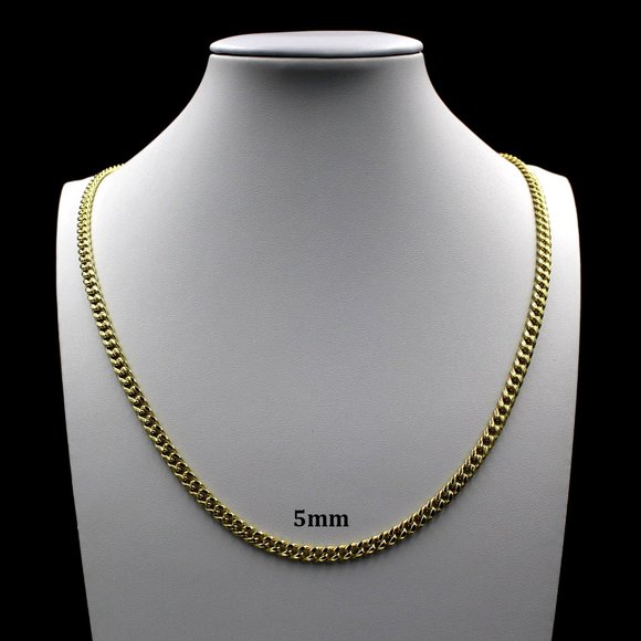 Real 10K Yellow Gold 5mm Miami Cuban Link Chain Necklace 26" inch